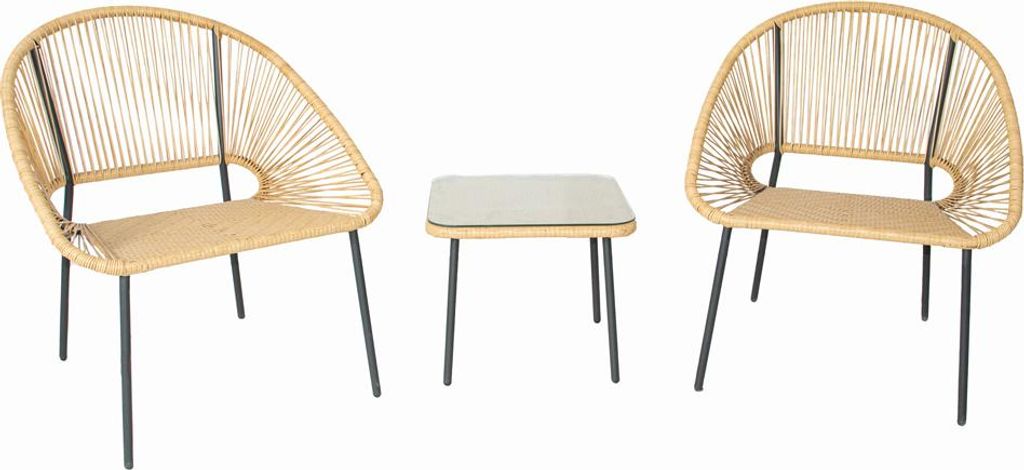 ACAPULCO Garden furniture set for 2 people with natural wood table