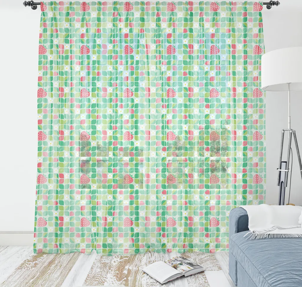 Grande Tapisserie Satinée Corail et Vert Motif Marguerites 210x274cm