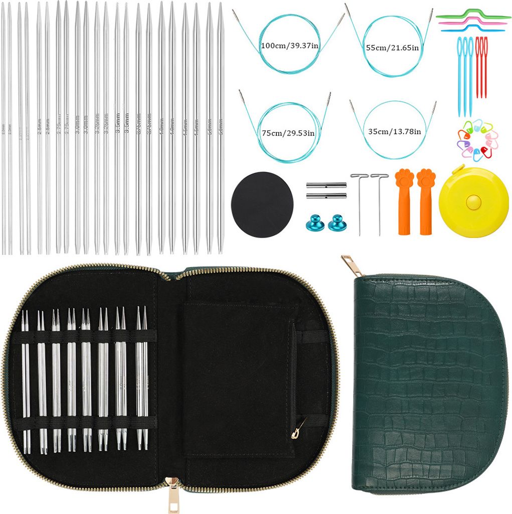 INF Rundstricknadelset aus Edelstahl Grün