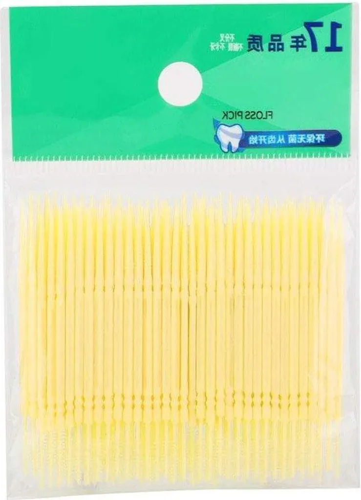 Lot de 100 Cure-dents à Double Tête Jaune Citron pour Hygiène Dentaire