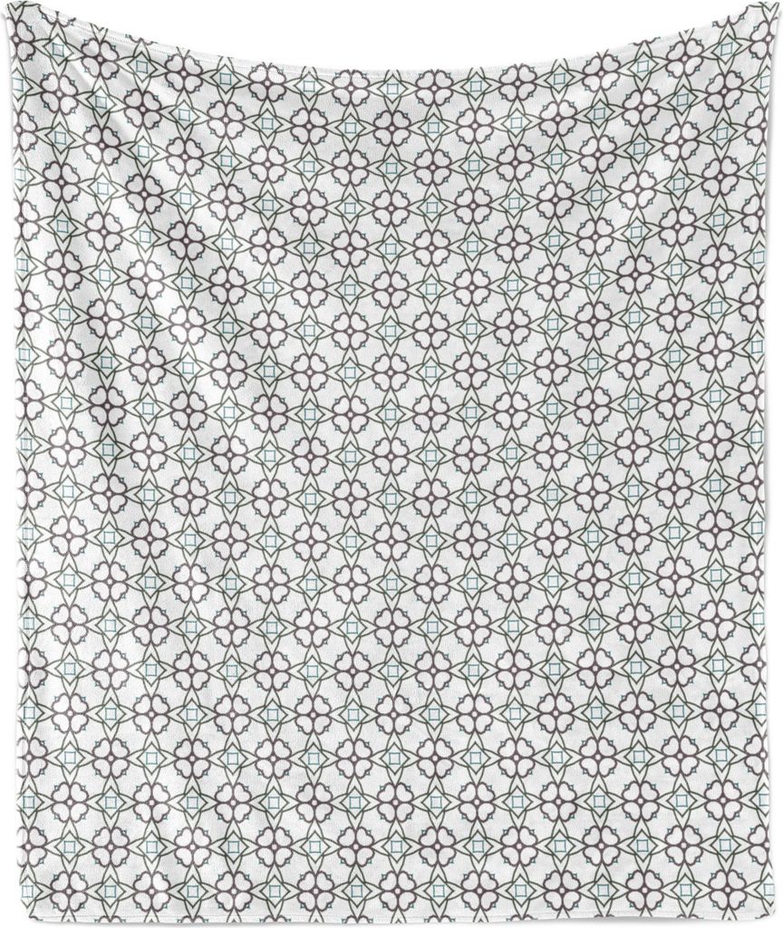 ABAKUHAUS Abstrakt Weich Flanell Fleece Decke, Sprießende Blumen im Herbst Ton Illustration auf Plain Hintergrund, 175 x 230 cm, White Dark Warm T...
