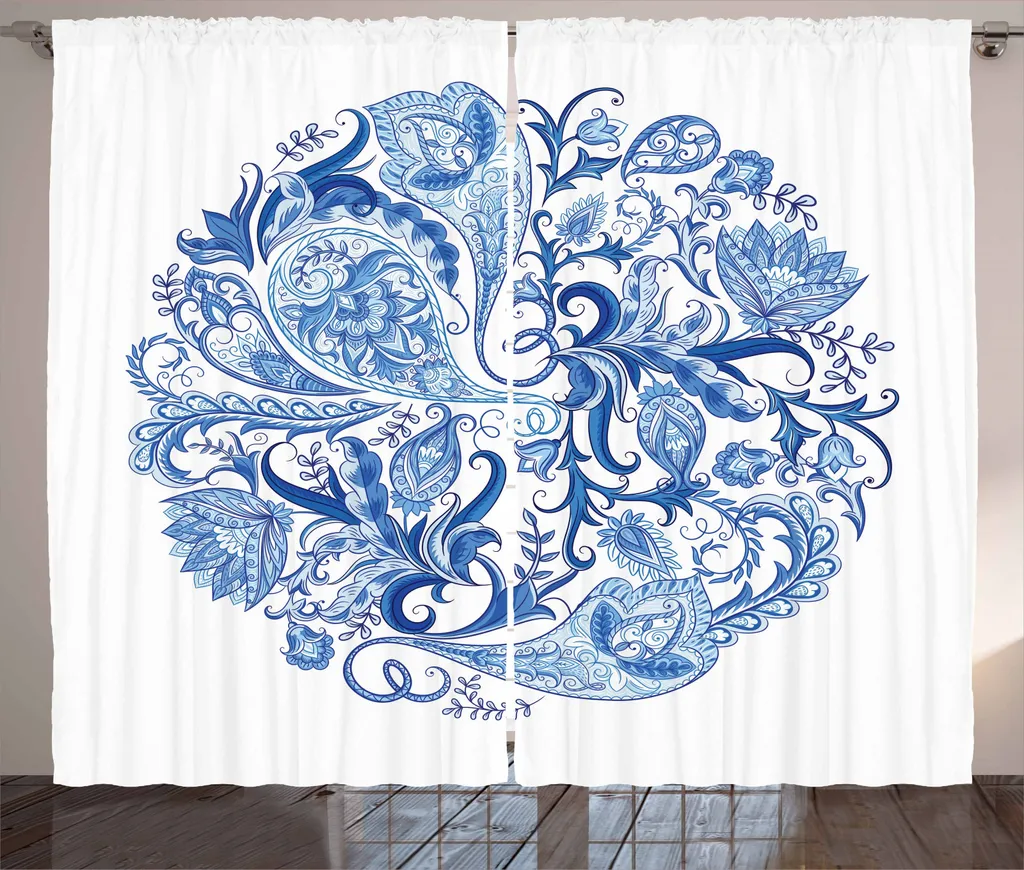 Tenda Rustica Paisley ABAKUHAUS Blu Navy | 280x245cm Ganci Inclusi
