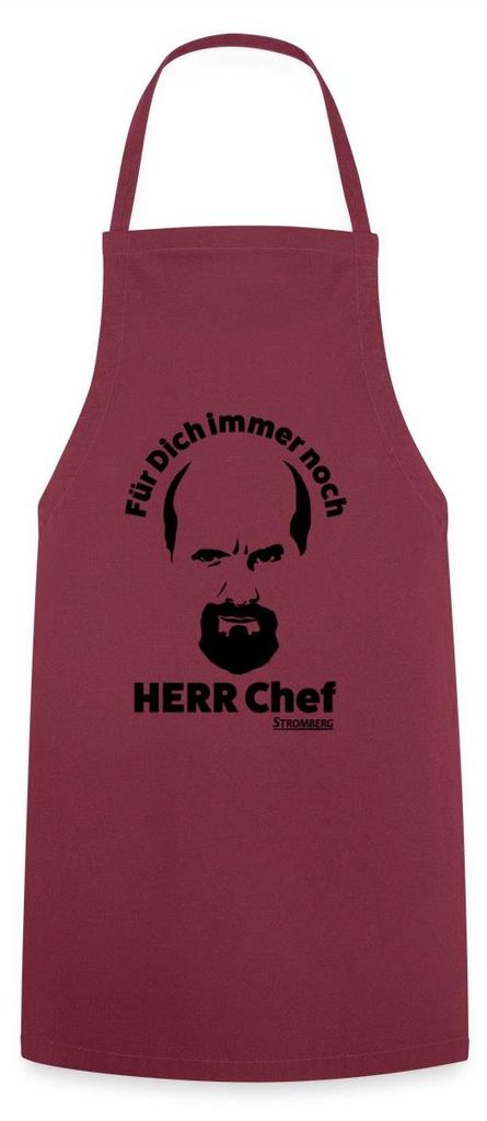 Spreadshirt Stromberg Outline Gesicht Mit Spruch Herr Chef Kochschürze, One size, Bordeaux