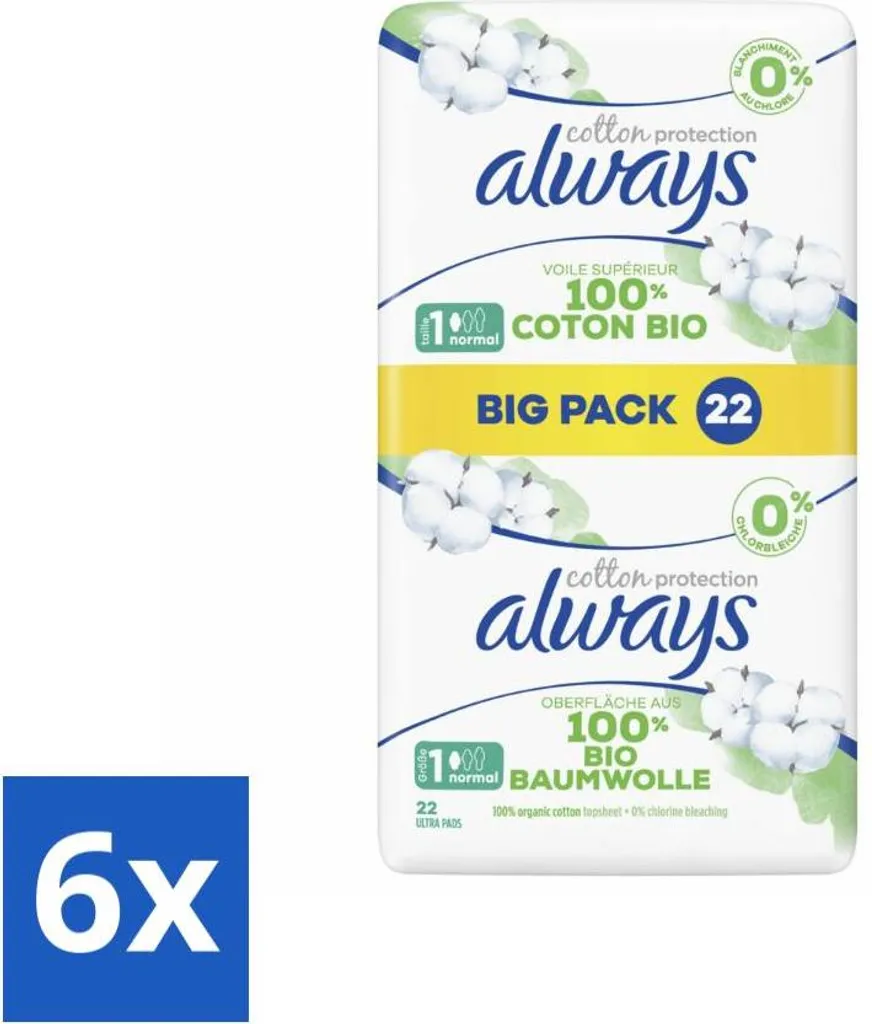 Always Cotton Protection Normal con Ali | Pacco Risparmio 6x22 Pezzi