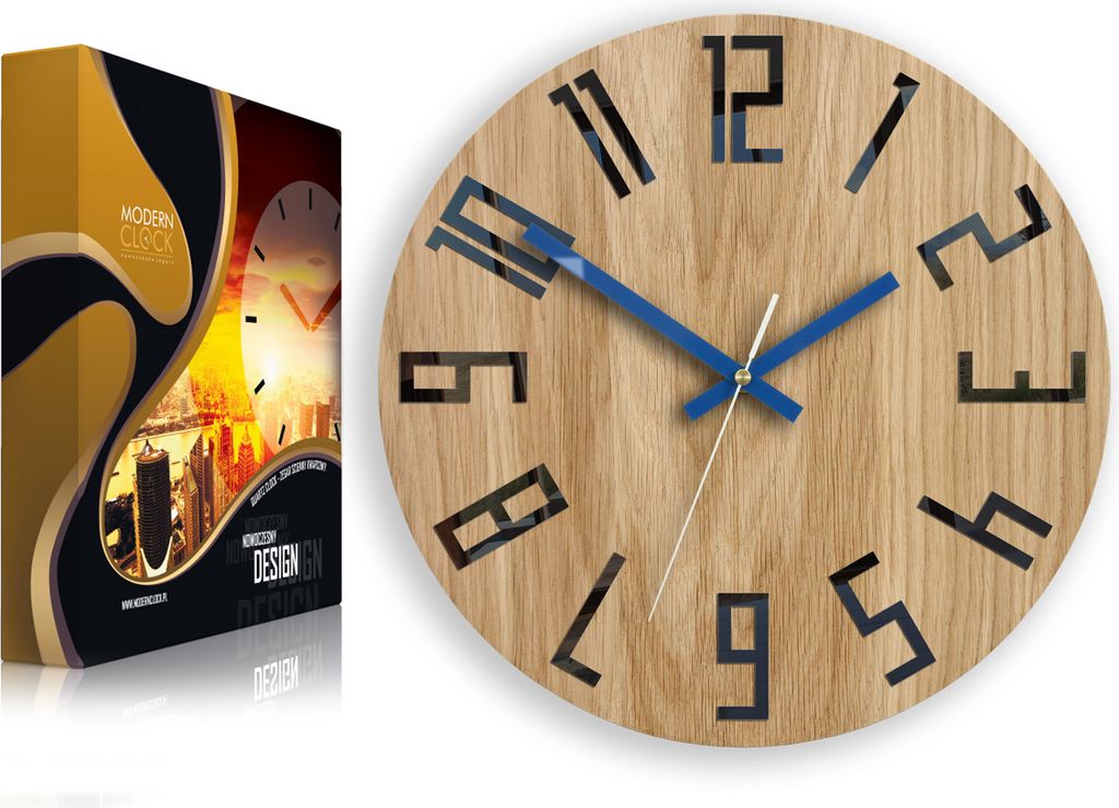 ModernClock, Eichenholz Uhr, wanduhr holz, wanduhr, Slim schwarz 33cm