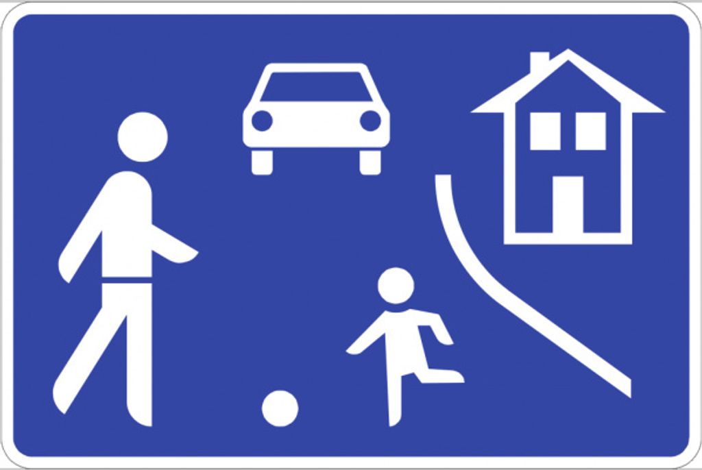 Verkehrsschild VZ325.1, Beginn eines verkehrsberuhigten Bereichs, Alu, RA2, 9...