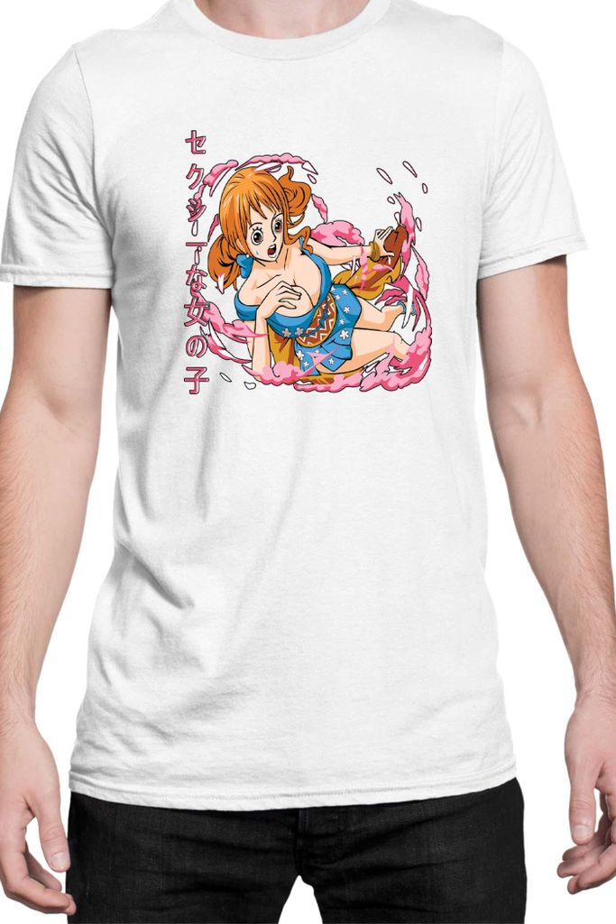Herren T-Shirt Japan Manga Anime Comics Animation One Manga Piece Anime Nami Hero, Man 3XL / Weiß