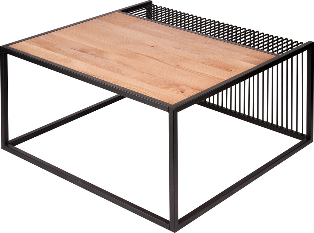Couchtisch - Eiche natur geölt - Metallgestell - 80 x 80 cm