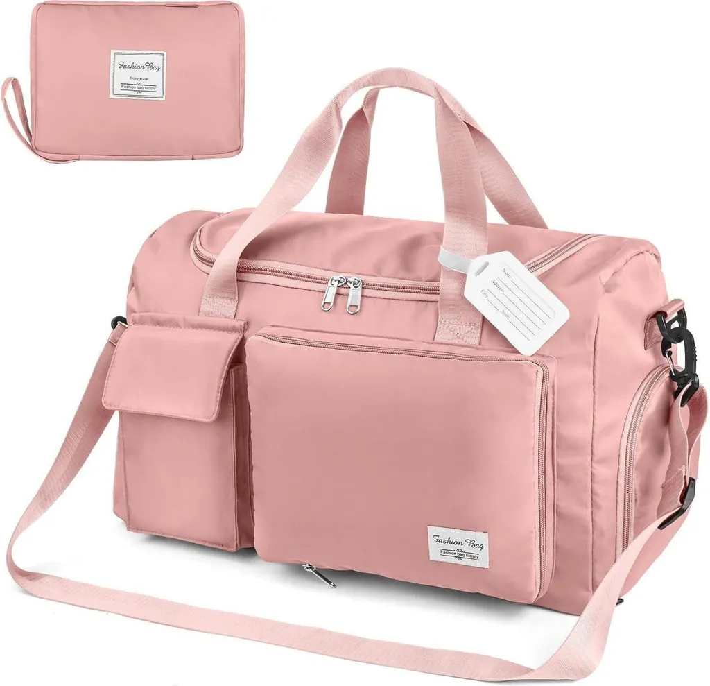 Flintronic Sac de Voyage Pliable 35L Rose Étanche pour Cabine Avion