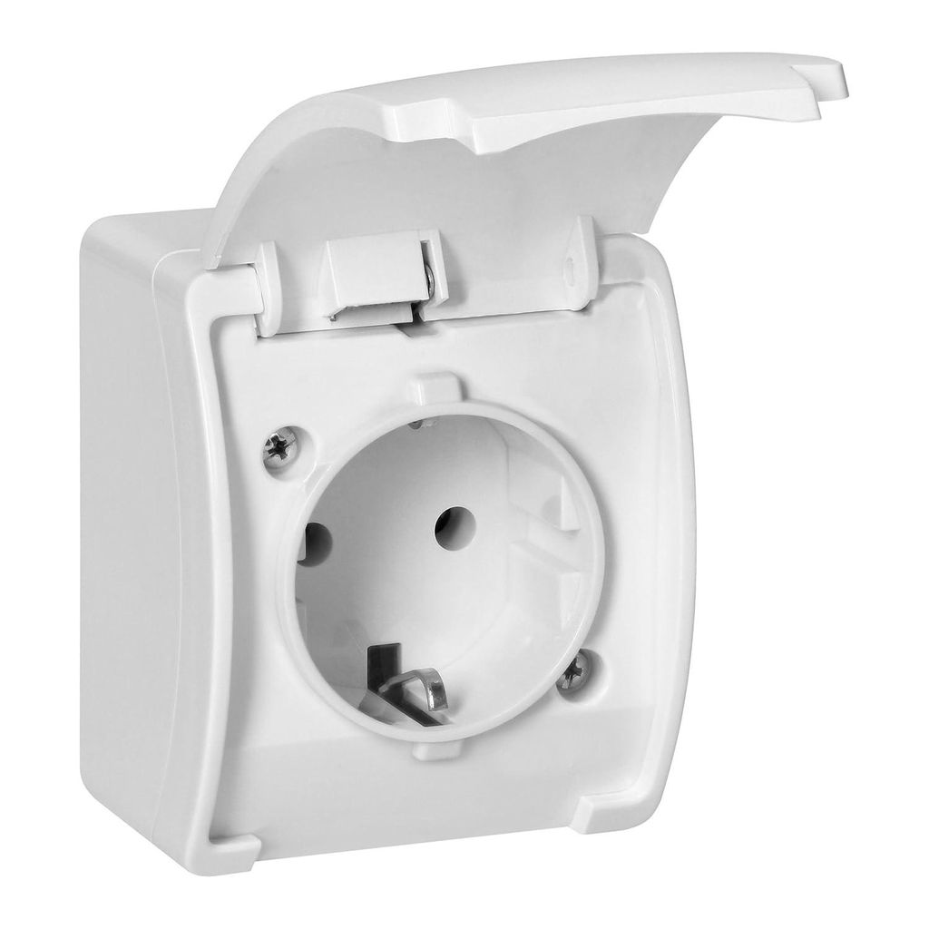 Wandcontactdoos Schuko, voor inbouw, met deksel, geschikt Productafbeelding 