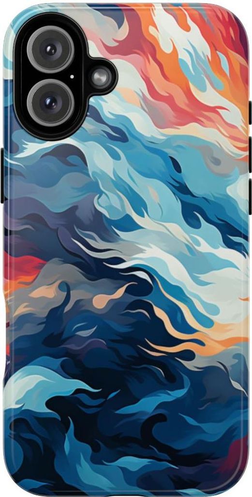 Abstrakte Wellen in Feuerfarben – Hülle Kompatibel mit iPhone 16 Plus