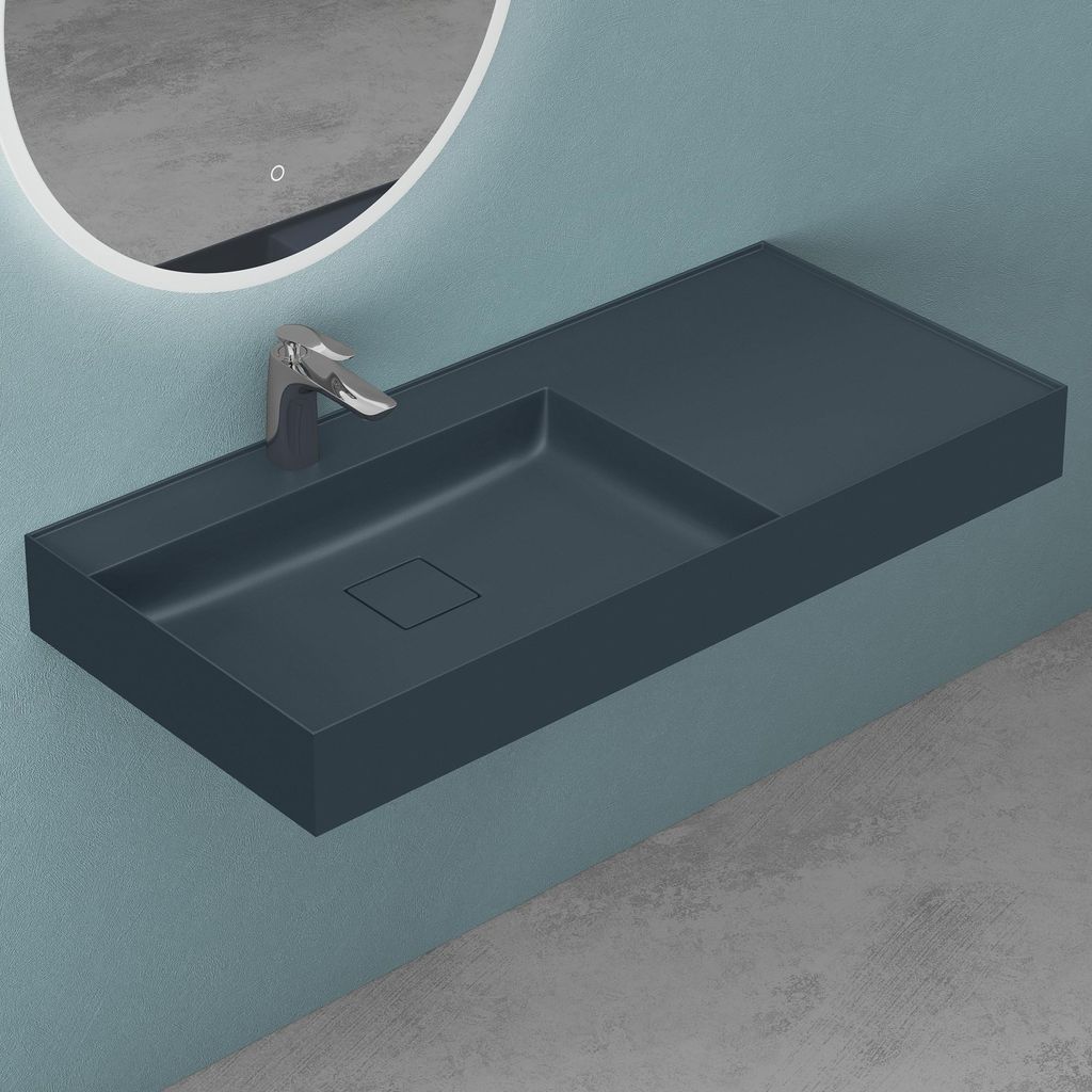 Mai&Mai Aufsatzwaschbecken Mineralguss Anthrazit Rechteckig Produktbild 