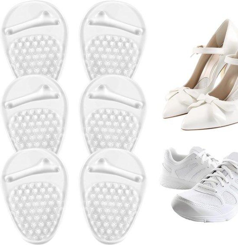 Silikonische Fußkissenpaar, Transparenz, Anti-Slip, Unterstützung, Frauen und Männer, Fußkissen, Laufübungen, Hochhacken, meisten Schuhen