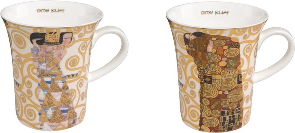 2er Set Gustav Klimt Becher Die Erwartung + Die Erfüllung 400ml Goebel Porzellan