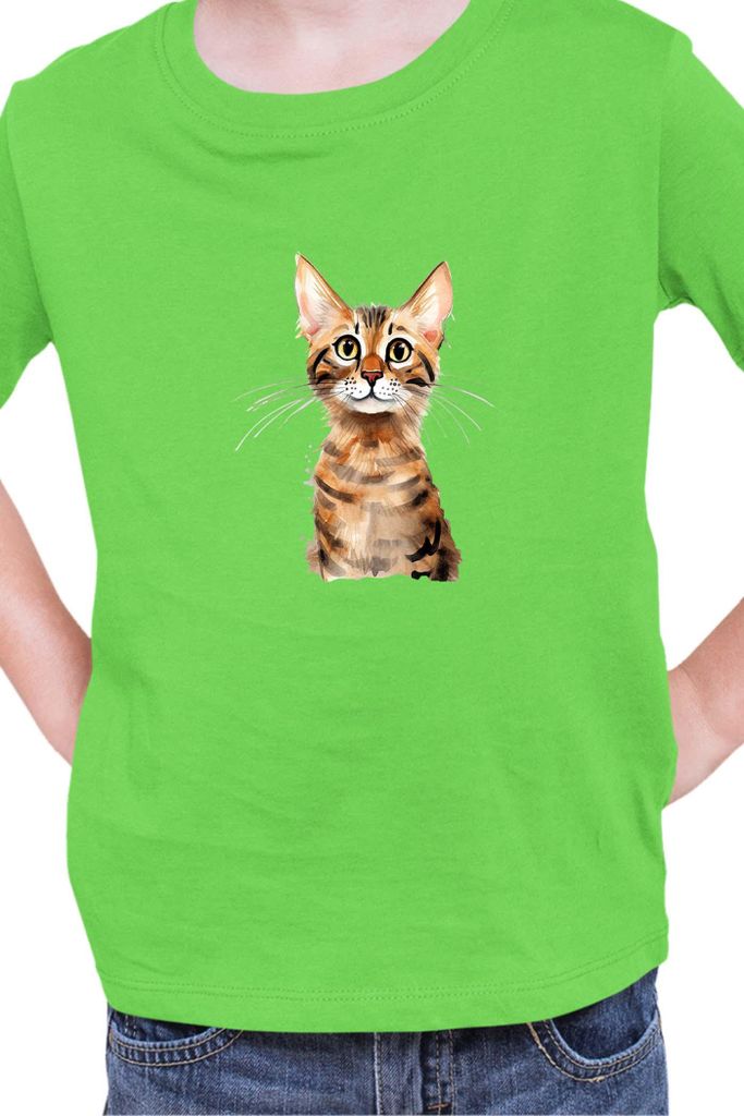Kinder T-Shirt Funny Cats Breeds Serengeti Cat, 5-6 Jahr - 116 / Lime