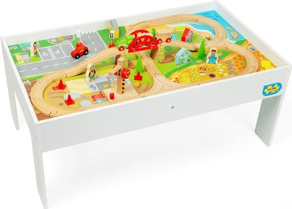 Bigjigs Rail : Table de train en bois complète avec circuit de 59 pièces