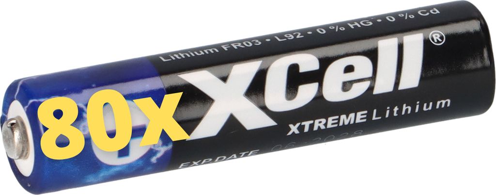 80x XTREME Lithium Batterie AAA Micro FR03 L92 XCell 20x 4er Blister