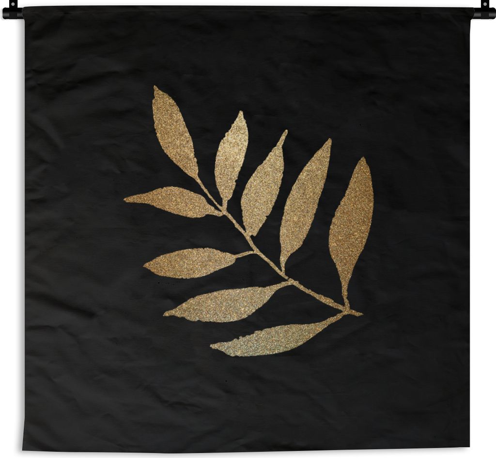 MuchoWow Wandteppich Wandbehang Gold - Äste - Blatt 150x150 cm Tapisserie Dekoration Wandtuch - Wohnaccessoires - Modernes