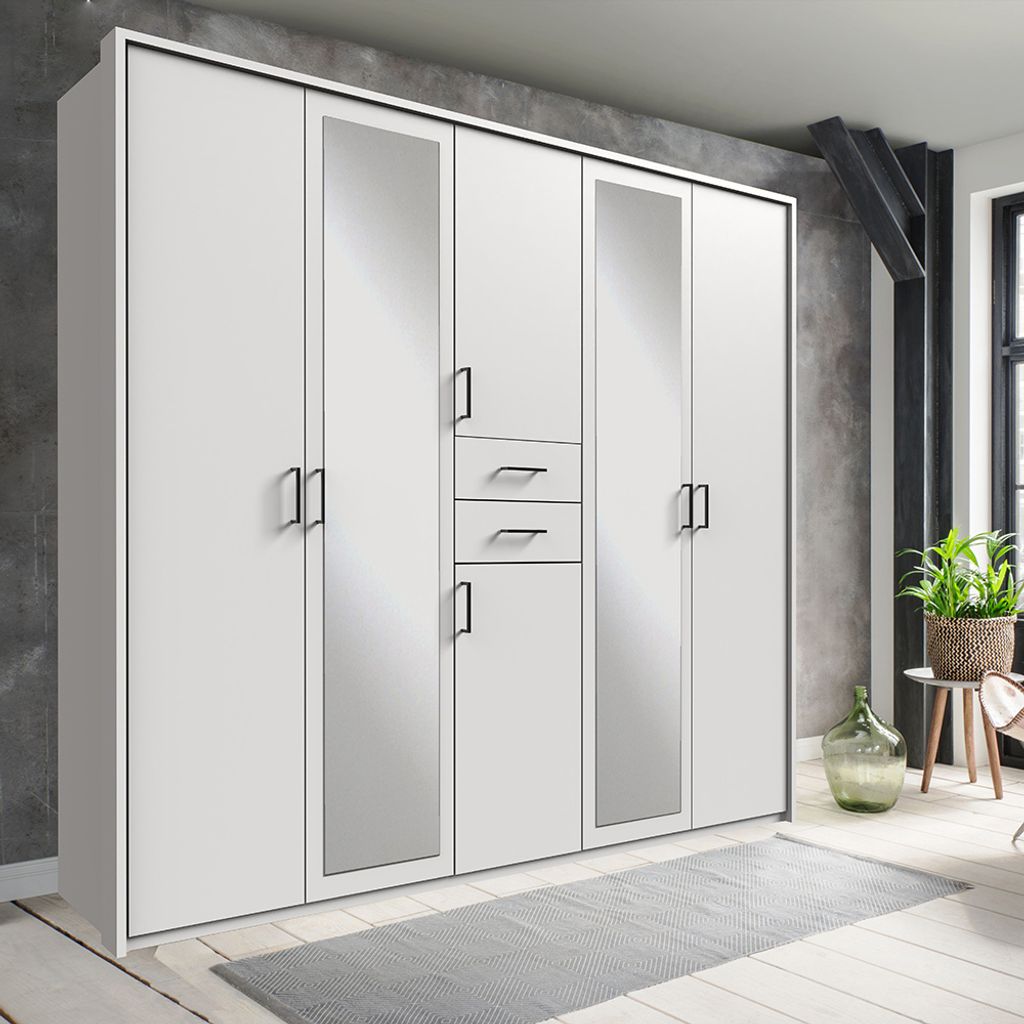Kleiderschrank 228cm in weiß DUNBAR-43, inkl. Passepartout