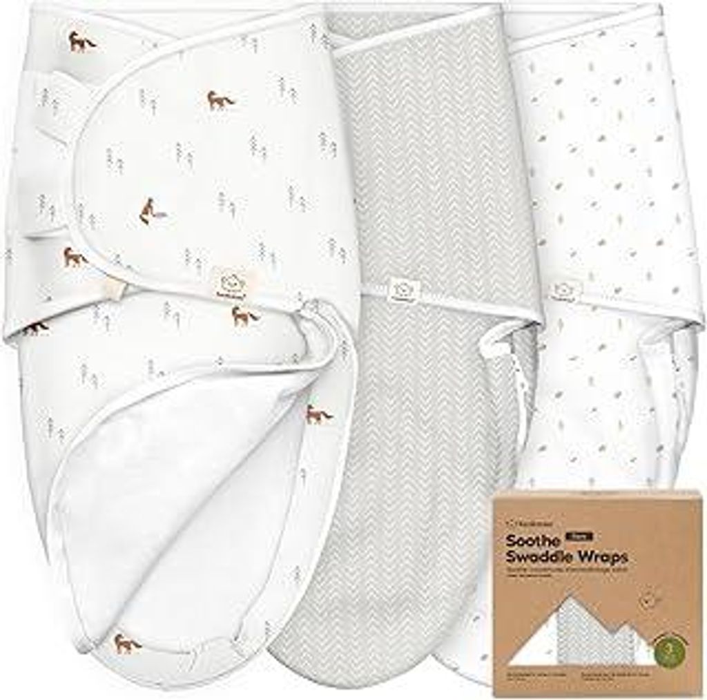 3er-Pack Pucksack Baby 0-3 Monate mit Reißverschluss - Baumwolle Baby Wickeltücher für Neugeborene, Mädchen, Jungen, Weicher und Strapazierfäh...