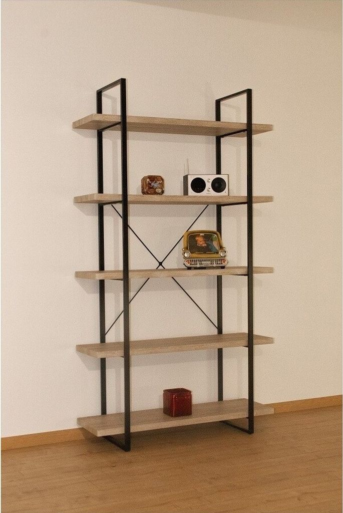 Industrielles Regal SHELVES – 5 Ebenen – Holz und Metall – Trendiges Loft-Design
