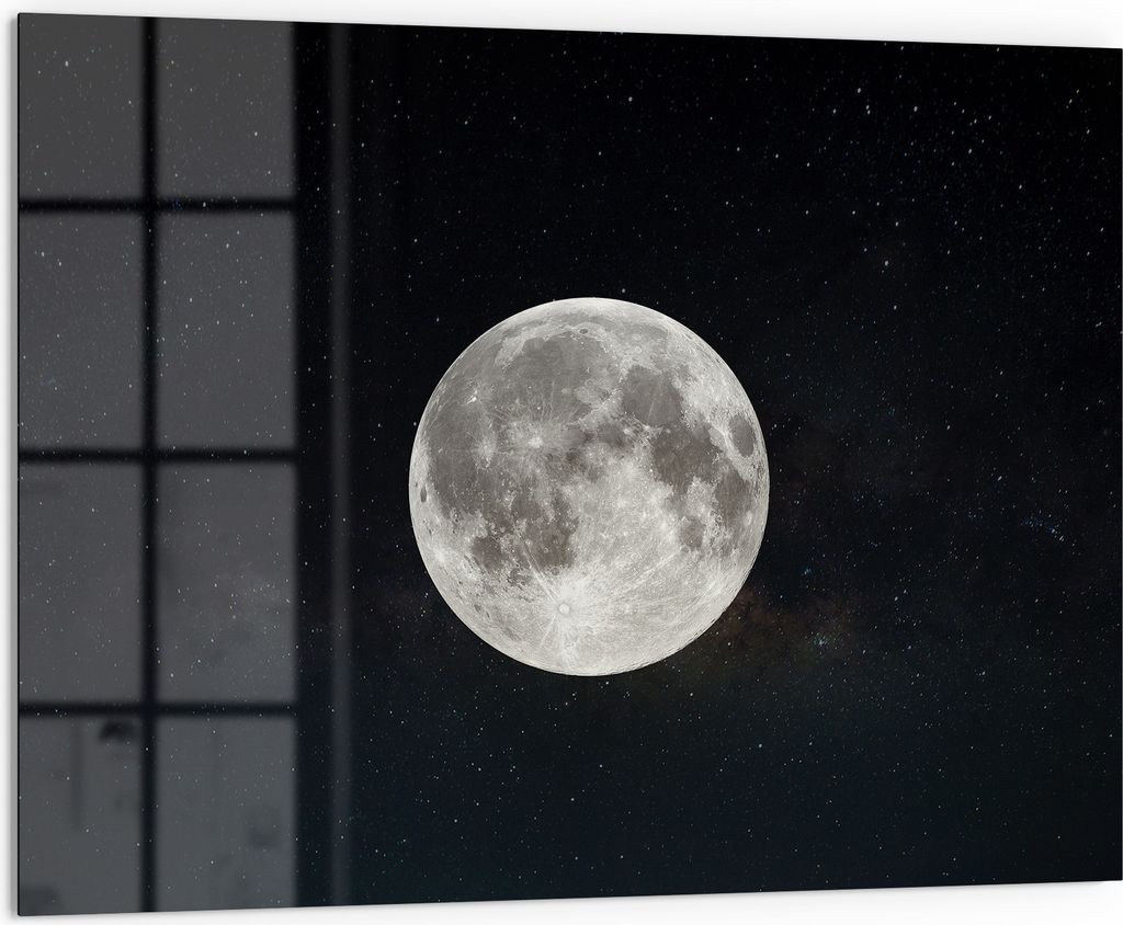 DEQORI Küchenrückwand Glas 80x60 cm 'Mondnachtzauber' Spritzschutz Bad Rückwand Küche