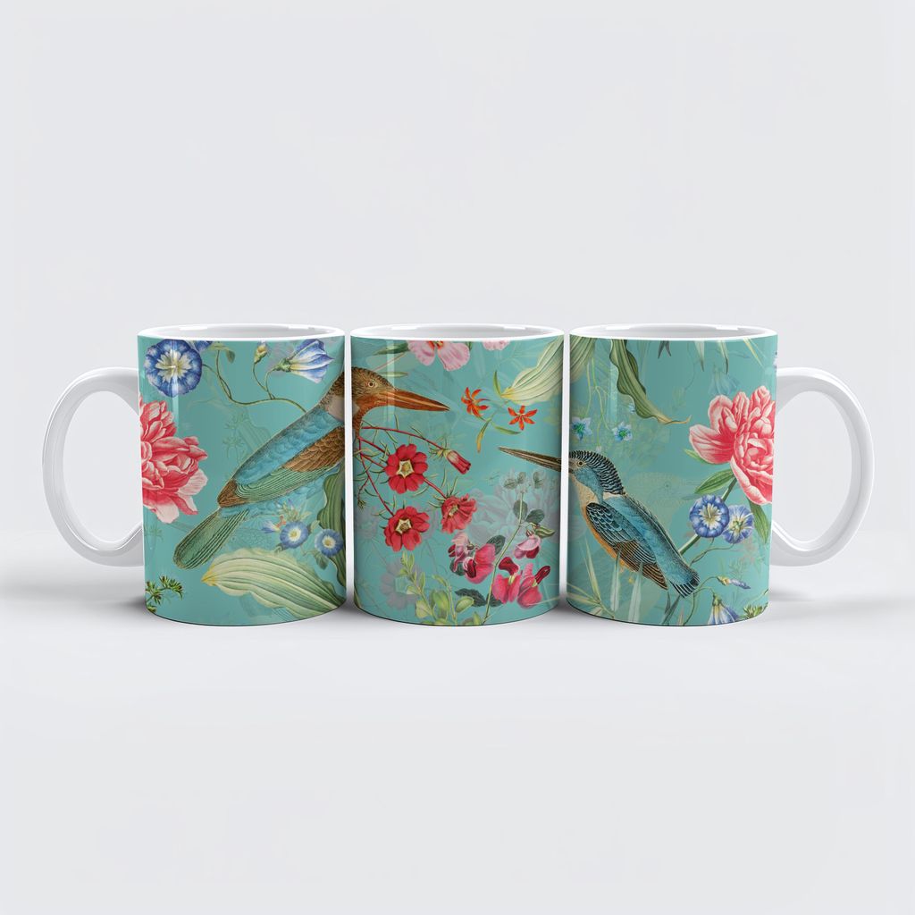 raxxa Premium-Tasse "Kingfisher-Charme im Dschungel: Vintage-Design"