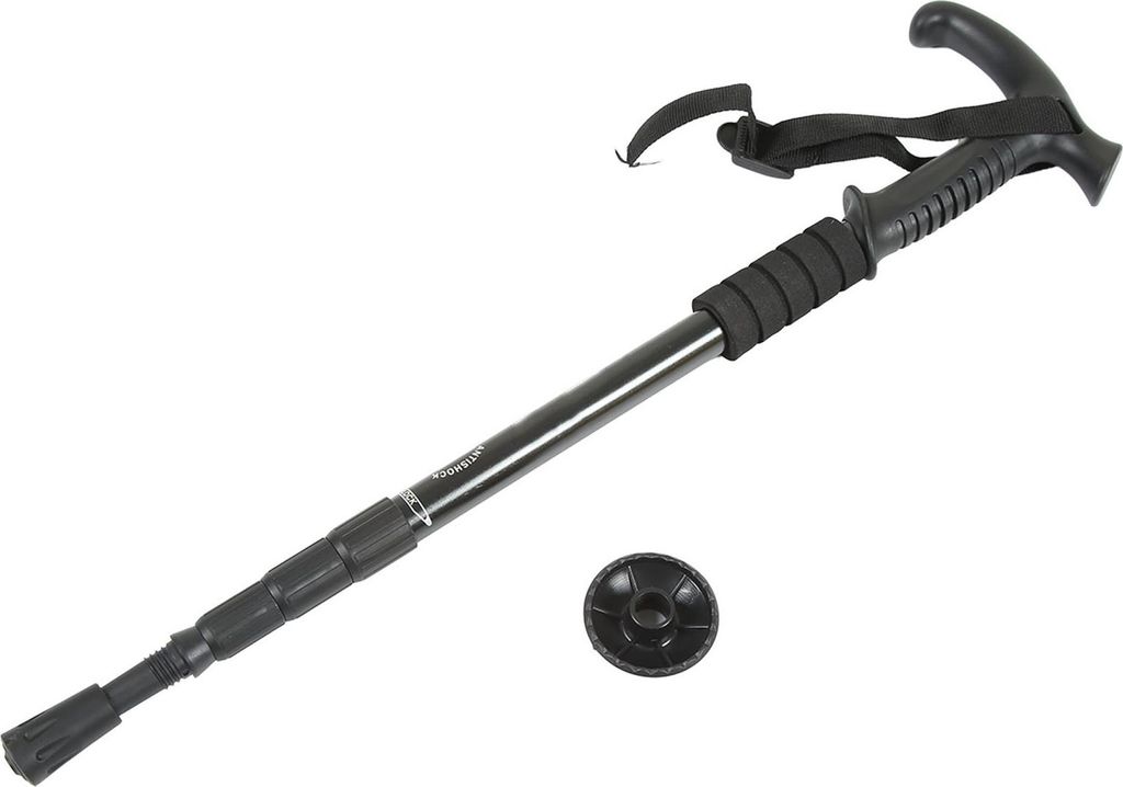 Wanderstöcke mit Schlammkorb, Teleskopstock aus Aluminiumlegierung, Stoßdämpfung, 4 Abschnitte, zum Gehen für Outdoor-Camping, L-Griff