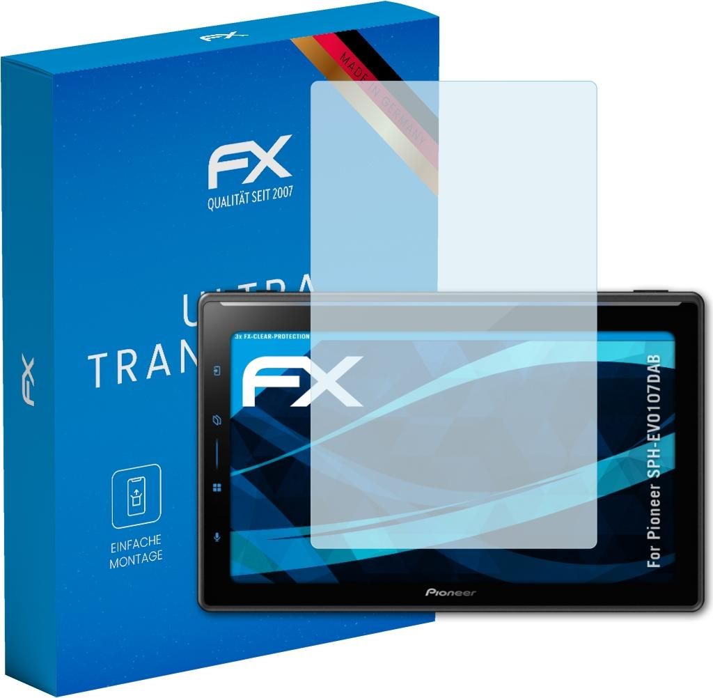 atFoliX FX-Clear 3x Schutzfolie kompatibel mit Pioneer SPH-EVO107DAB Displayschutzfolie