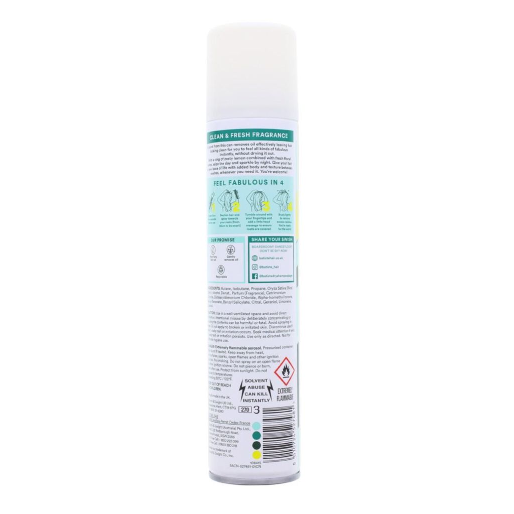 2x Batiste Trockenshampoo Original je 200ml fruchtiger Duft nach Moschus, Rose und Orange