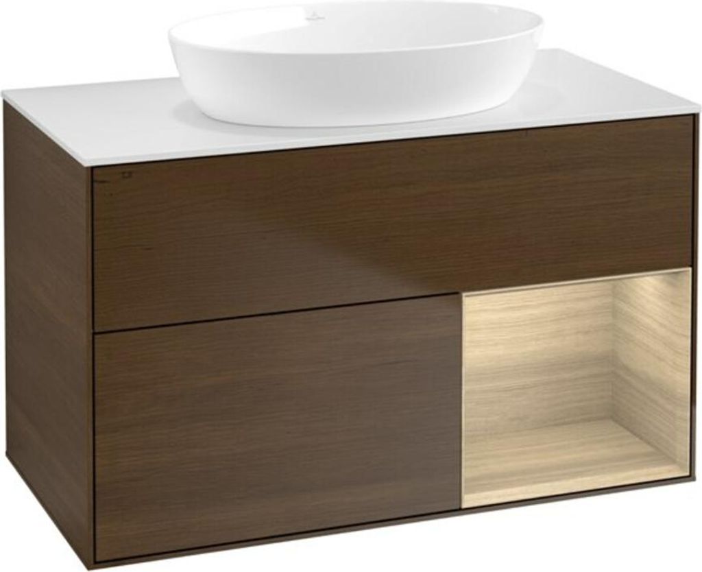V&B Waschtischunterschrank Finion 100, Abd.-Pl. wh. m, Reg Oa ven, wal ven