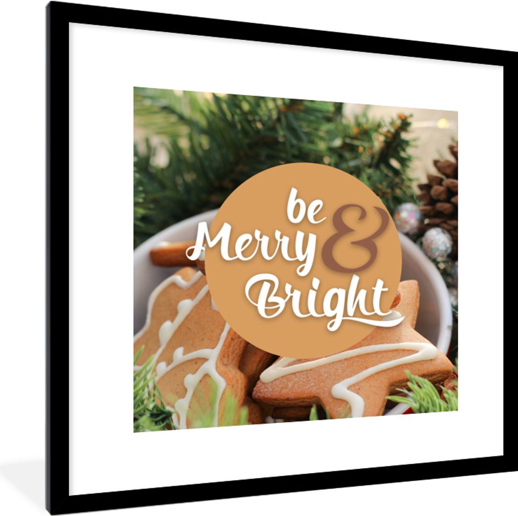 MuchoWow MuchoWow Gerahmtes Poster Zitate - Sprichwörter - 'Fröhlich und heiter' sein 40x40 cm - Poster mit zchwarzem Bilderrahmen - Poster -...