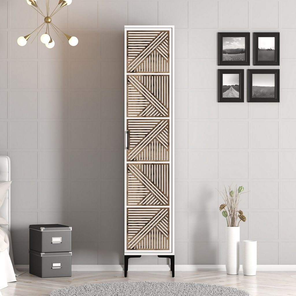 Skye Decor, Kumsal P - White, Kleiderschrank, Weiß, 100 % MELAMINBESCHICHTETE SPANPLATTEN, 40 x 201,4 x 47,5 cm