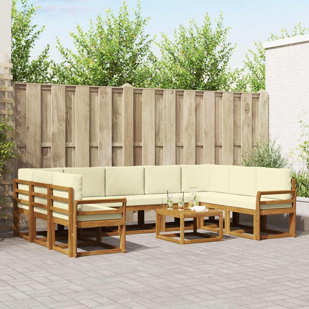 "Summerschlussverkauf"Outdoor-Sofagarnitur - CLORIS - Balkonmöbe/Sitzgruppe - mit Kissen 10 pcs - Moderne Design - Natur und Creme - Gartensofas D...