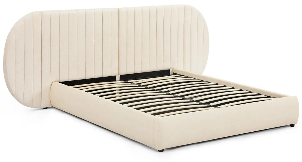 Lit Double avec Coffre de Rangement 160x200 et Tête de Lit Cocon Beige