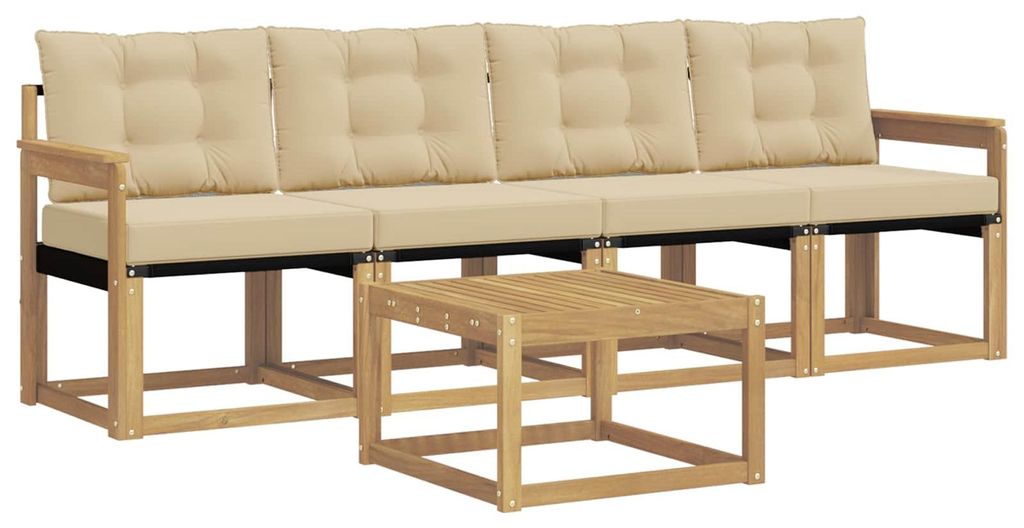 “2026 Modern“ Braun Outdoor-Sofagarnitur mit Kissen 5 pcs Weiß und Beige - Designermöbel 45029 - Gartensofas