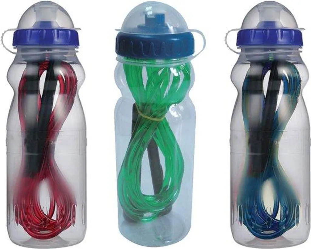 Corde à sauter avec gourde sport de 750ml, ensemble fitness noir et rose