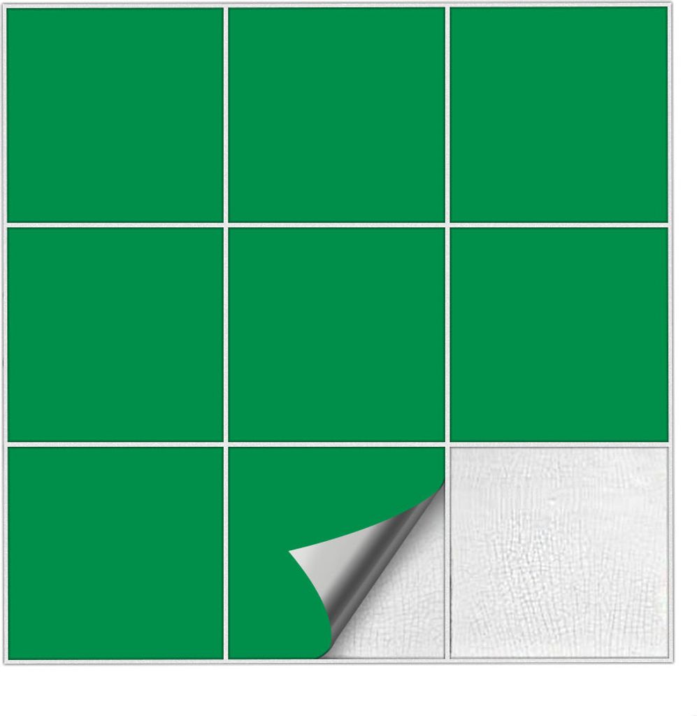 Fliesenaufkleber Für Bad, Küche etc Hellgrün 62 matt 9,5 x 9,5 cm 25 Stück