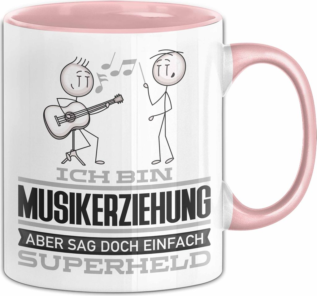 Musikerziehung Geschenk Tasse Ich Bin Musikerziehung Aber Sag Doch Einfach Superheld Lustige Geschenkdiee für Musikerziehung Kaffee-Becher (Rosa)