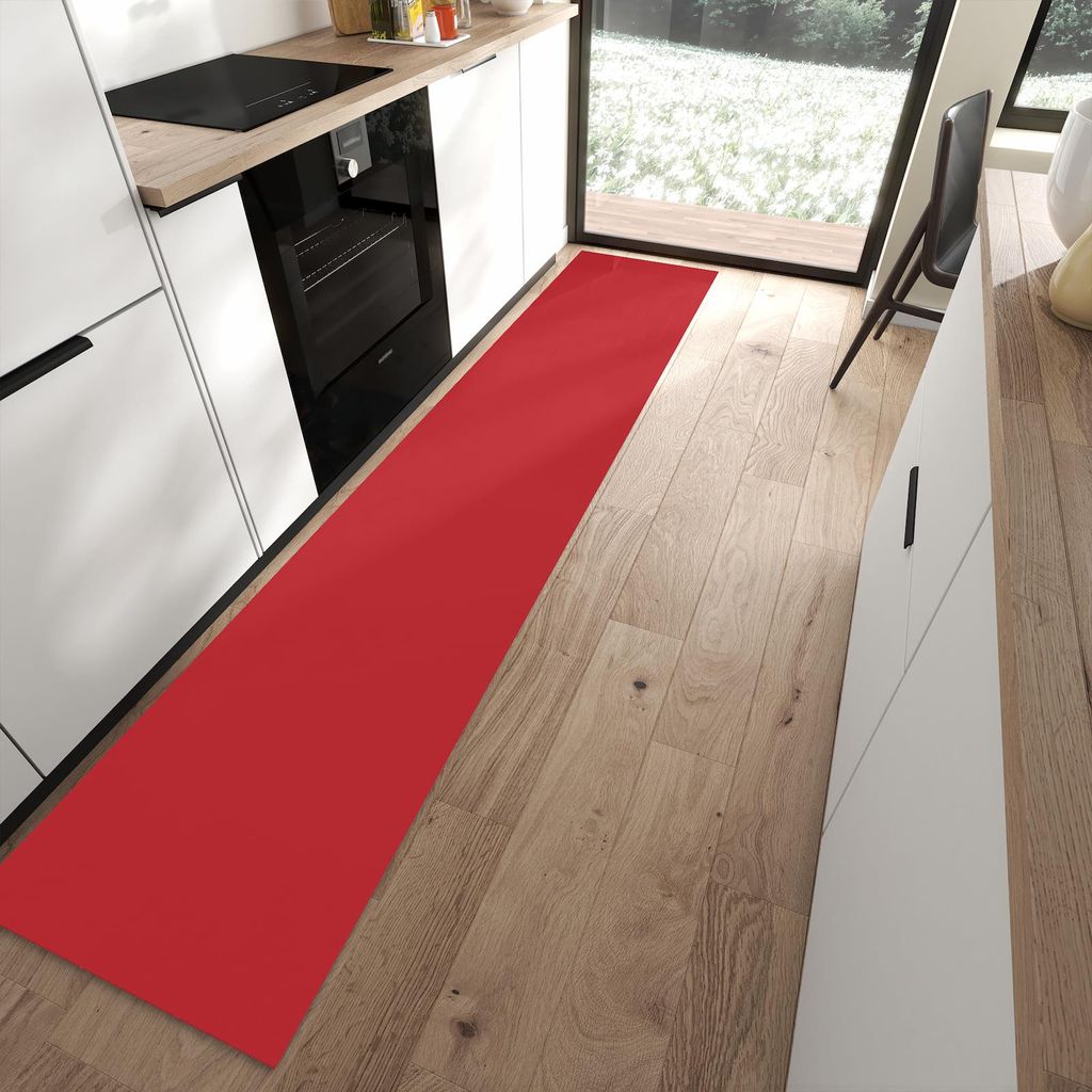 Küchenteppich 60x300cm rutschfest & abwischbar PVC Läufer - Weinroter Hintergrund III