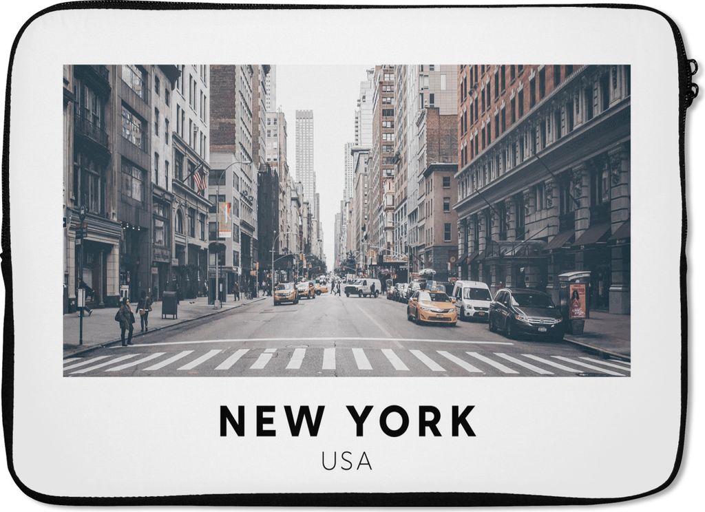 MuchoWow Laptop Hülle 13 Zoll New York - Straße - Auto Laptoptasche - Laptophülle - Sleeve - Rundumschutz