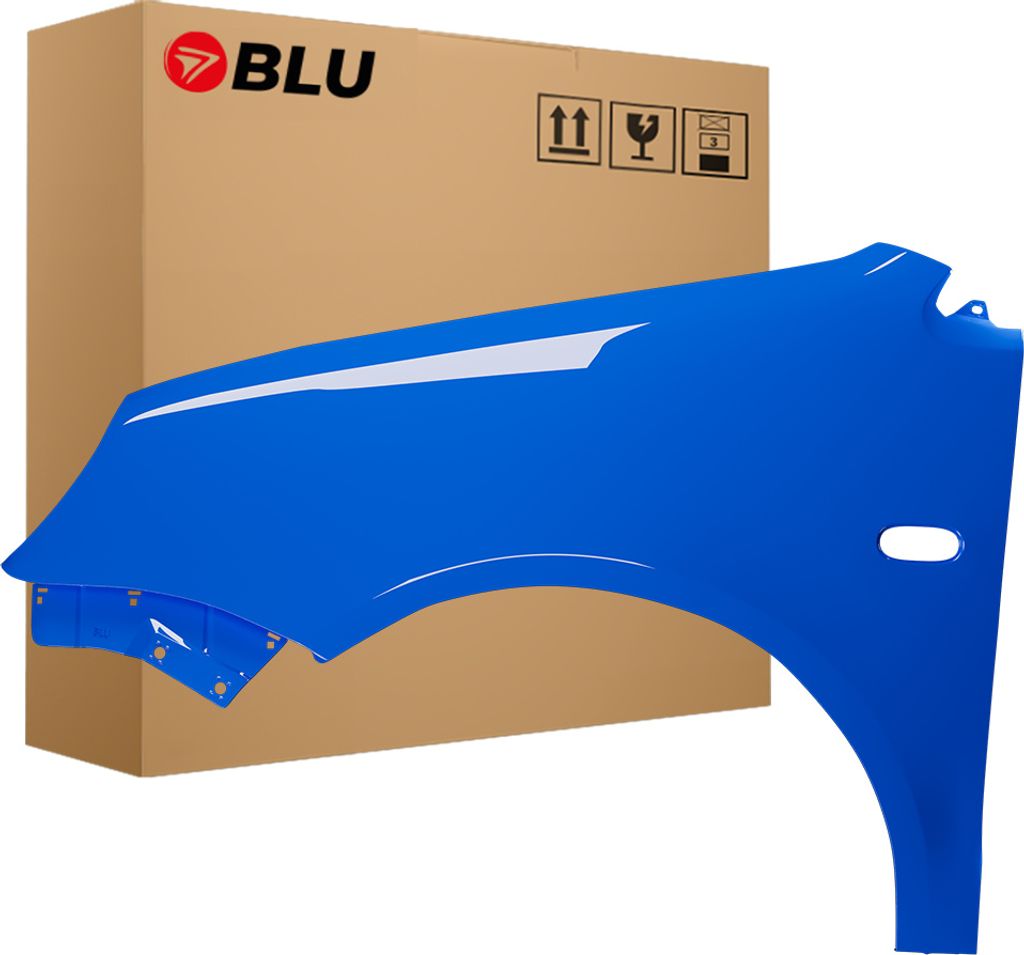 BLU Kotflügel Passend für VW Volkswagen Polo 9N IV 4 LA5F Links Blau SommerBlau | 2001-2005 | Vorderseite Vorne | Lackiert | Einbaufertig