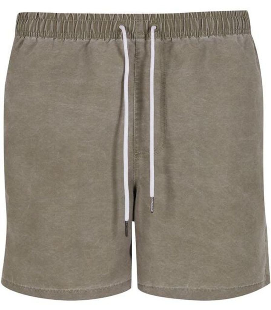 Urban Classics Badeshort Herren Washed Swim Shorts oliv Basics 100% Polyester M