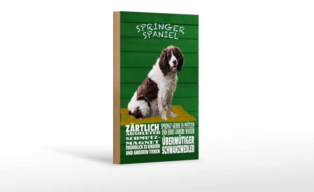 Holzschild Spruch 12x18cm Springer Spaniel Hund zärtlich