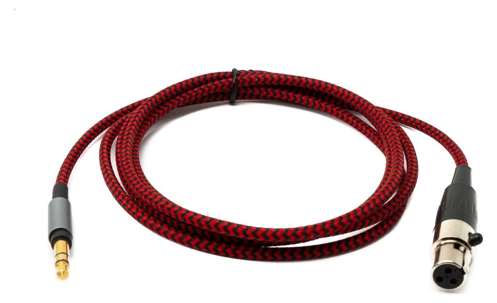 SYSTEM-S Audio Kabel 120 cm 3.5 mm Klinke Stecker zu Mini XLR Buchse geflochten in Rot
