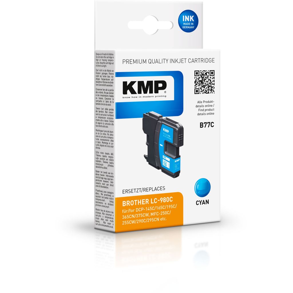 KMP B77C - 4.9 ml - Cyan - kompatibel - wiederaufbereitet - Tintenpatrone (Alternative zu: Brother LC980C)