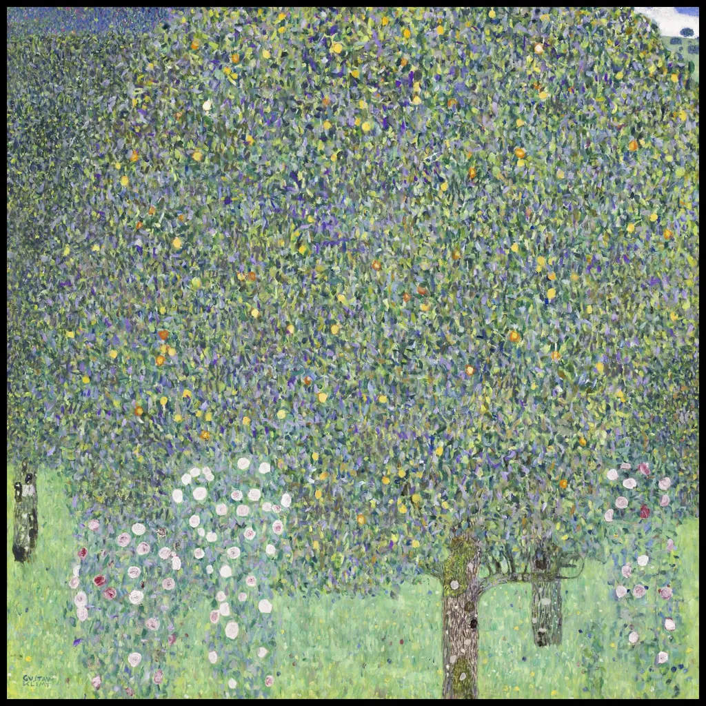 Affiche Klimt Rosiers sous les arbres 100x100 cm Impression Premium