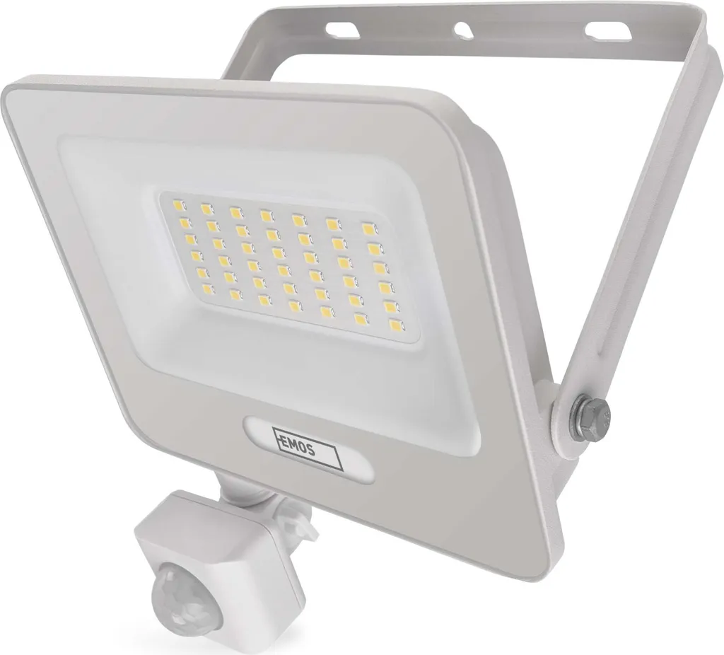 Faretto LED EMOS Glaro 30W con Sensore Bianco: Sicurezza per Esterni