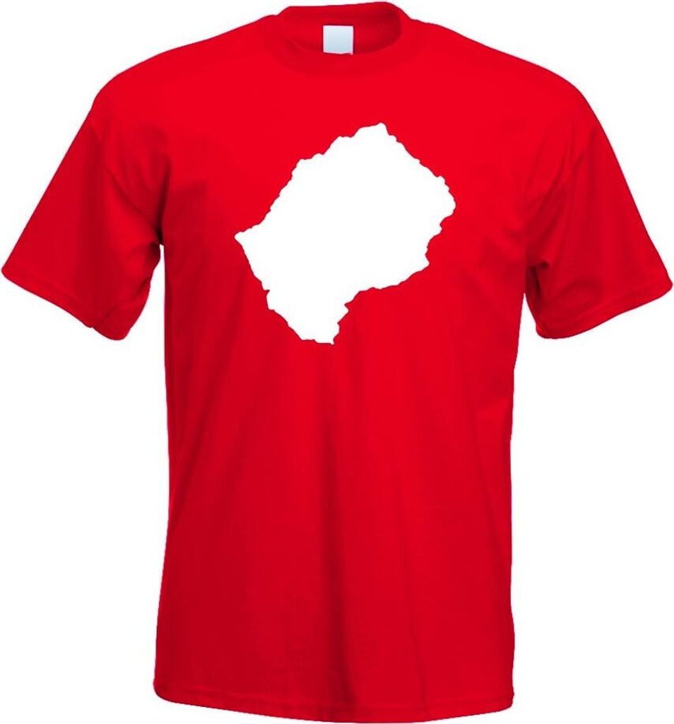 Kiwistar - T-Shirt - rot - Lesotho Umriss Kontur Herren Funshirt Bedruckt Design Sprüche Spruch Motive - mit Motiv Bedruckt - Funshirt Design - Sp...