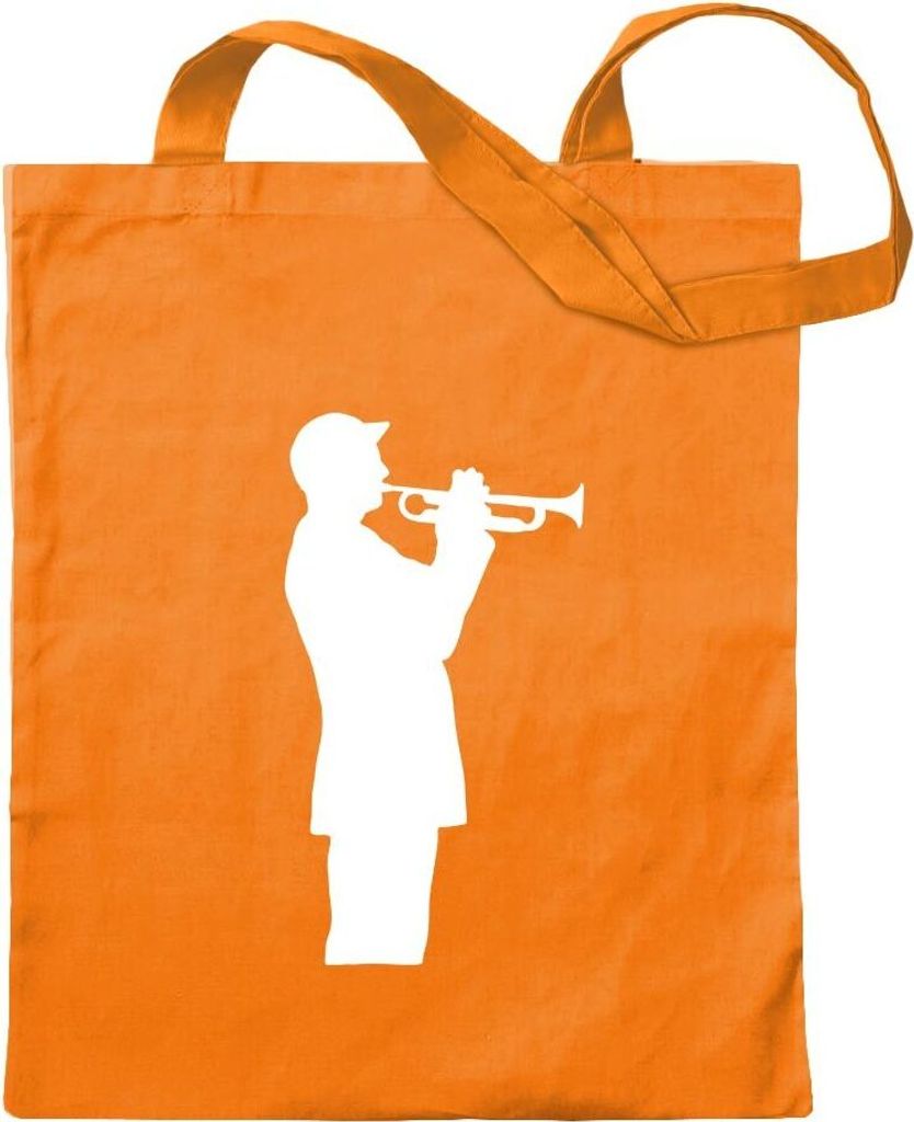 Kiwistar - Baumwolltasche - mandarin - Trompetenspieler - Jazz - Tragetasche Stoffbeutel Umhängetasche langer Henkel